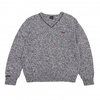  Papas Cotton V-Neck Knit Sweater (Jumper) White,Black 46S