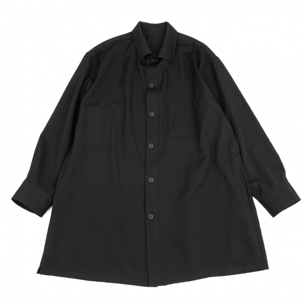 ヨウジヤマモト プールオムYohji Yamamoto POUR HOMME ウールギャバオープンカラーシャツジャケット 黒3