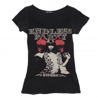  HYSTERIC GLAMOUR Girl Printed Cropped T Shirt Black FREE