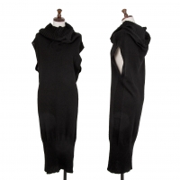  Y's Wool Drape Neck Sleeveless Knit Dress Black S-M