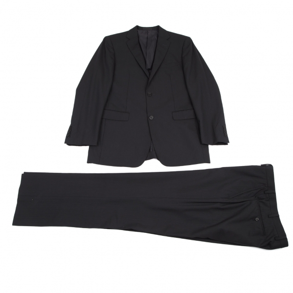 バーバリー ブラックレーベルBURBERRY BLACK LABEL ウールストライプ織りセットアップスーツ 濃紺42L
