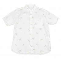  Papas Embroidery Linen Short Sleeve Shirt White 48M