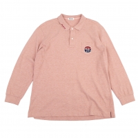  Papas+ Logo Patched Long Sleeve Polo Shirt Pink L