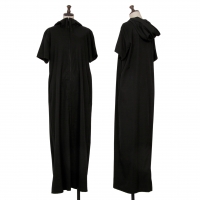  Y's Wool Gabardine Zip Hooded Dress Black 3
