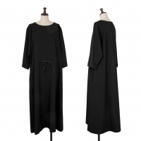 Y's Wool Gabardine Waist Gather Dress Black 3