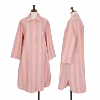  Ralph Lauren Linen Cotton Stripe Shirt Dress Pink L