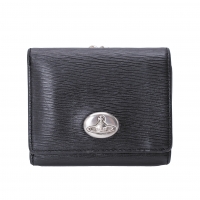  Vivienne Westwood Clasp Coin Pocket Tri-fold Wallet Black 