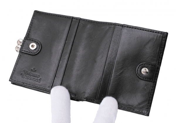 Vivienne Westwood Orb Embossed Clasp Bifold Wallet Black | PLAYFUL