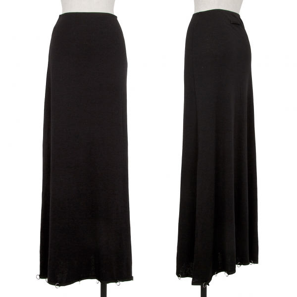 ジャンポールゴルチエ ファムJean Paul GAULTIER FEMME 裾リング装飾サイドスリットニットスカート 黒38