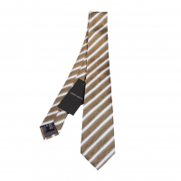  GIORGIO ARMANI Silk Regimental Stripe Tie White,Mustard 
