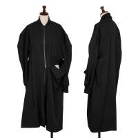  B Yohji Yamamoto Wool Gabardine Docking Design Zip Up Coat Black 1