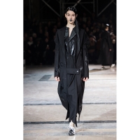  Yohji Yamamoto FEMME Rubber Paint Suspender Dress Coat Black 1