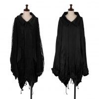  Yohji Yamamoto FEMME Layered Silk Reversible Fishtail Jacket Black 1