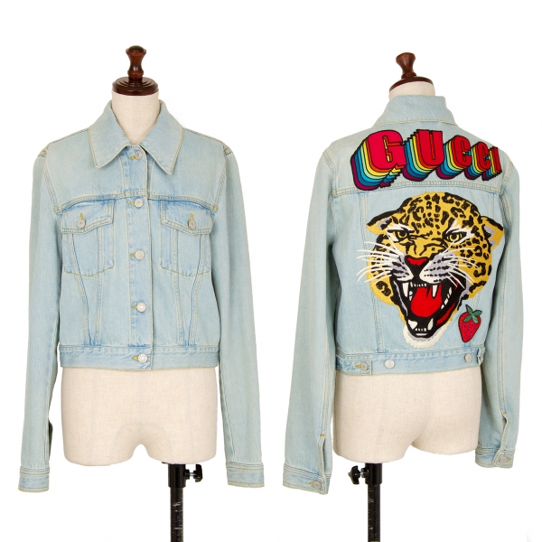 Gucci Leopard Face Embroidery Patch Denim Jacket Second Hand / Selling
