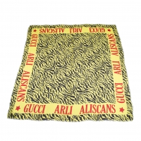  GUCCI ARLI ALISCANS Zebra Printed Scarf Yellow,Black,Red 
