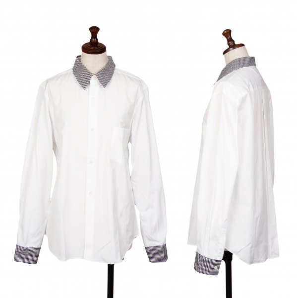 COMME des GARCONS Check Switching Long Sleeve Shirt White M | PLAYFUL