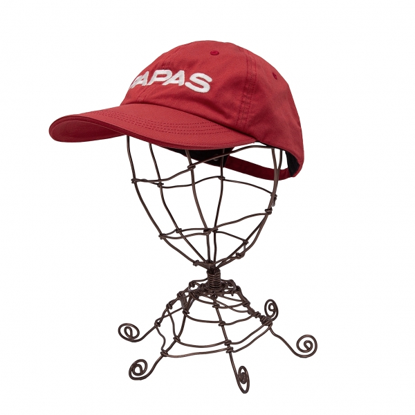 パパスプラスPapas+ ロゴ刺繍コットンツイルキャップ 赤