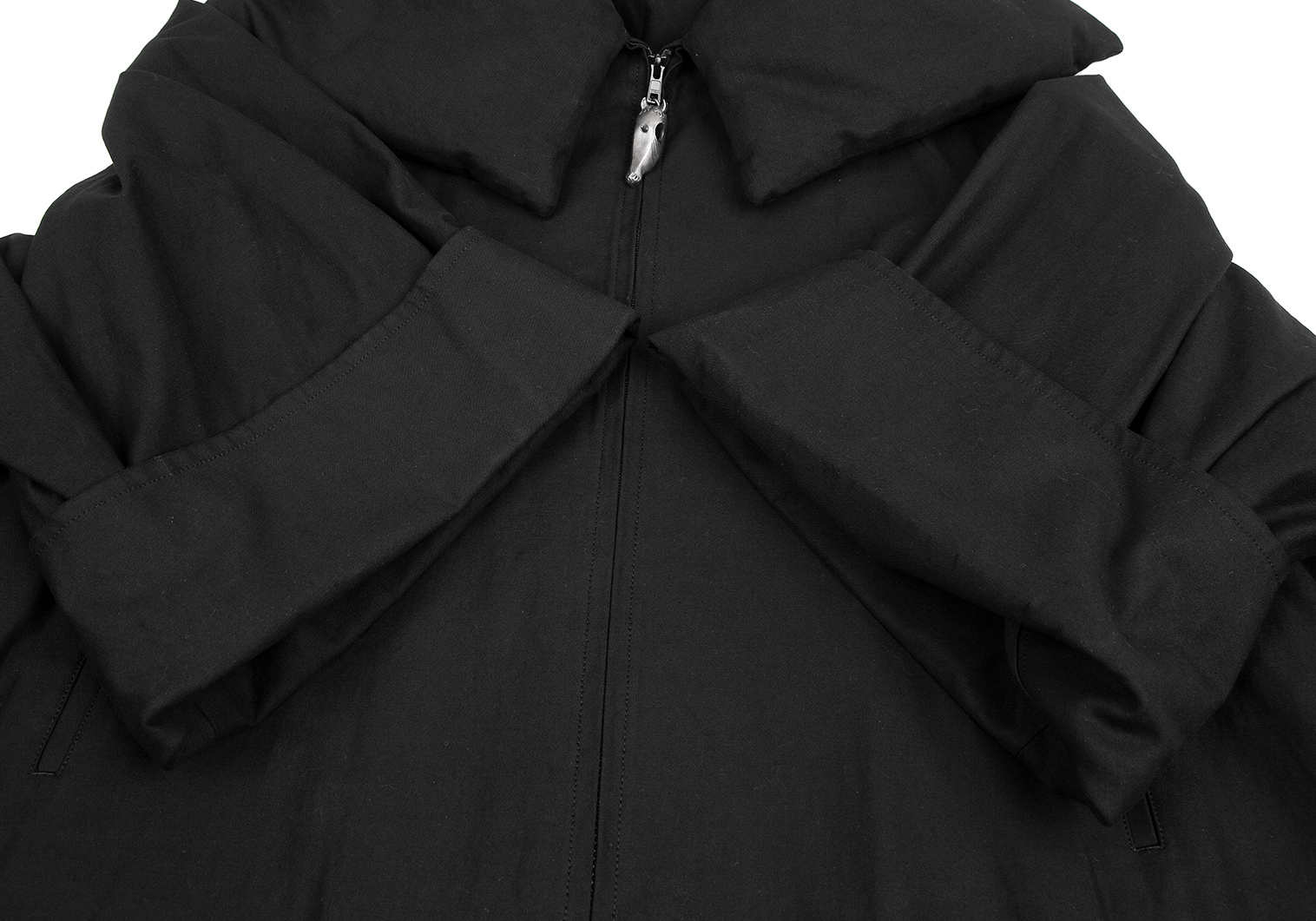 ヨウジヤマモトノアール 変形コート Pコート ビッグカラー メルトン 黒 2