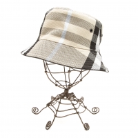  BURBERRY Checker Canvas Bucket Hat Beige,Black,White M