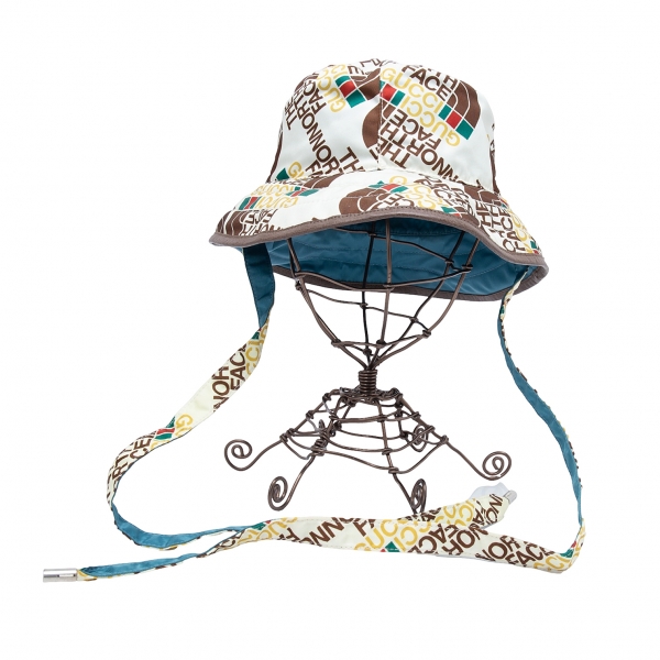 GUCCI THE NORTH FACE Logo Reversible Self-tie Bucket Hat White S