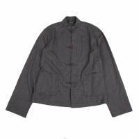  BLACK COMME des GARCONS Glen Check China Button Shirt Jacket Grey L