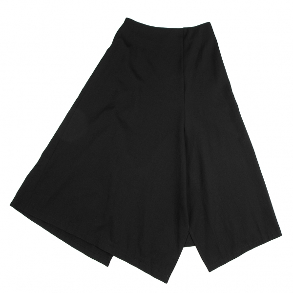 Yohji Yamamoto NOIR Wool Gabardine Asymmetric Skirt Black 2 | PLAYFUL