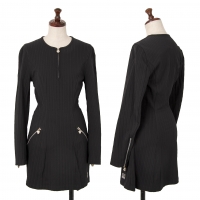  VERSACE JEANS COUTURE Stripe Neck Zip Dress Black 38