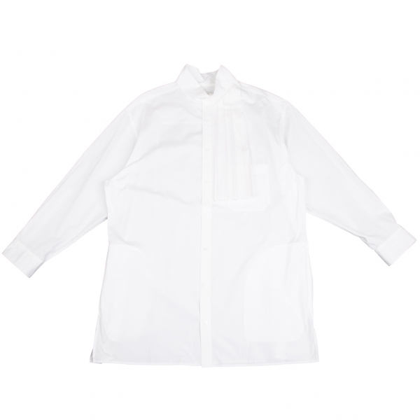 ヨウジヤマモト プールオムYohji Yamamoto POUR HOMME プリーツフラップスタンドカラーシャツ 白4
