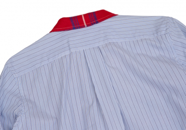 COMME des GARCONS SHIRT Check Front Stripe Shirt Jacket Red,Blue S