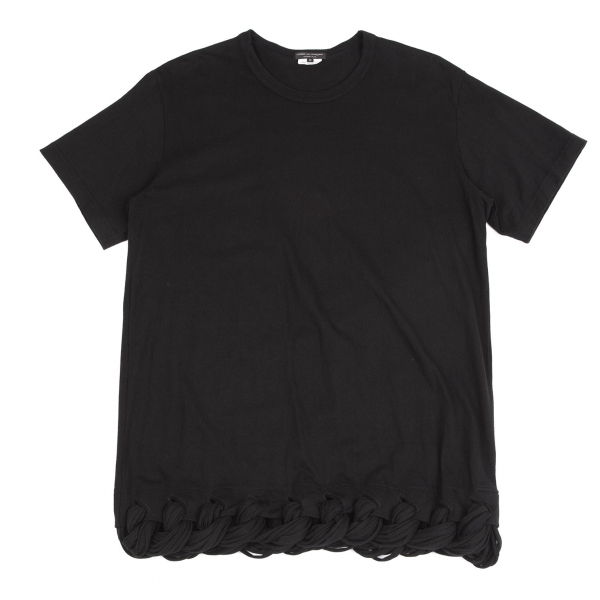 コムデギャルソン オムプリュスCOMME des GARCONS HOMME PLUS 裾コード編み込みデザインTシャツ 黒M