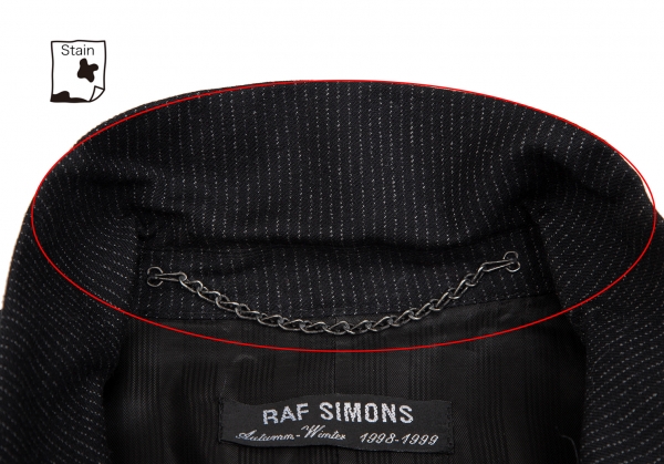 RAF SIMONS Sleeve Cut-off Design Striped Jacket Black 46 | PLAYFUL