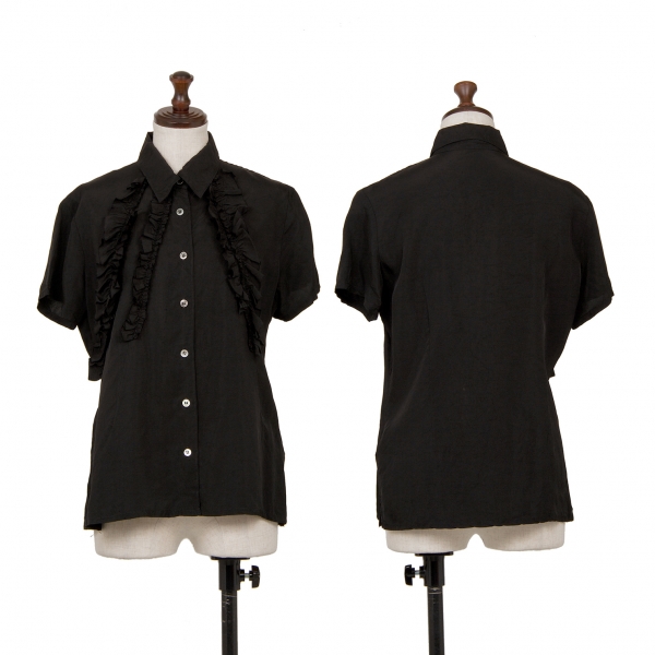 アツロウタヤマA/T フロントフリルデザイン半袖シャツ 黒M位