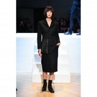  LIMI feu Leather Skirt Switching Melton Wool Coat Black M