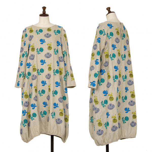 mina perhonen quartet Flower Embroidery Dress Grey 38 | PLAYFUL