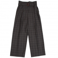  MAX MARA WEEKEND Belted Glen Check Wide Pants (Trousers) Charcoal 42