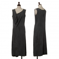  Yohji Yamamoto NOIR Dyed Silk Drape Design Sleeveless Dress Charcoal 2