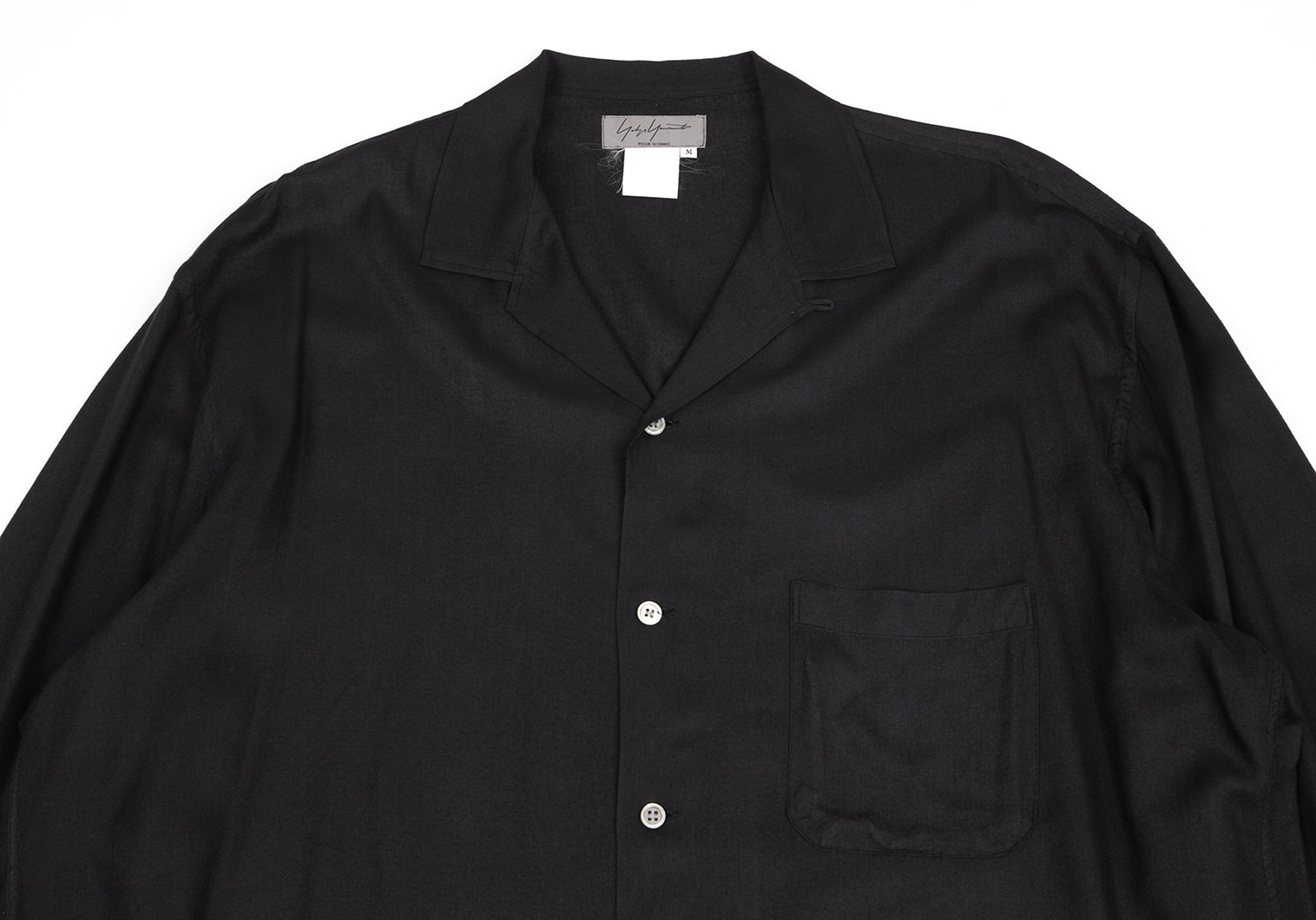yohji yamamoto カットオフシャツ　黒　sizeL