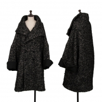  LIMI feu Shaggy Herringbone Tweed Double Coat Black S