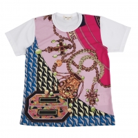  COMME des GARCONS Poly Front Baroque Pattern Printed T Shirt Pink,White S