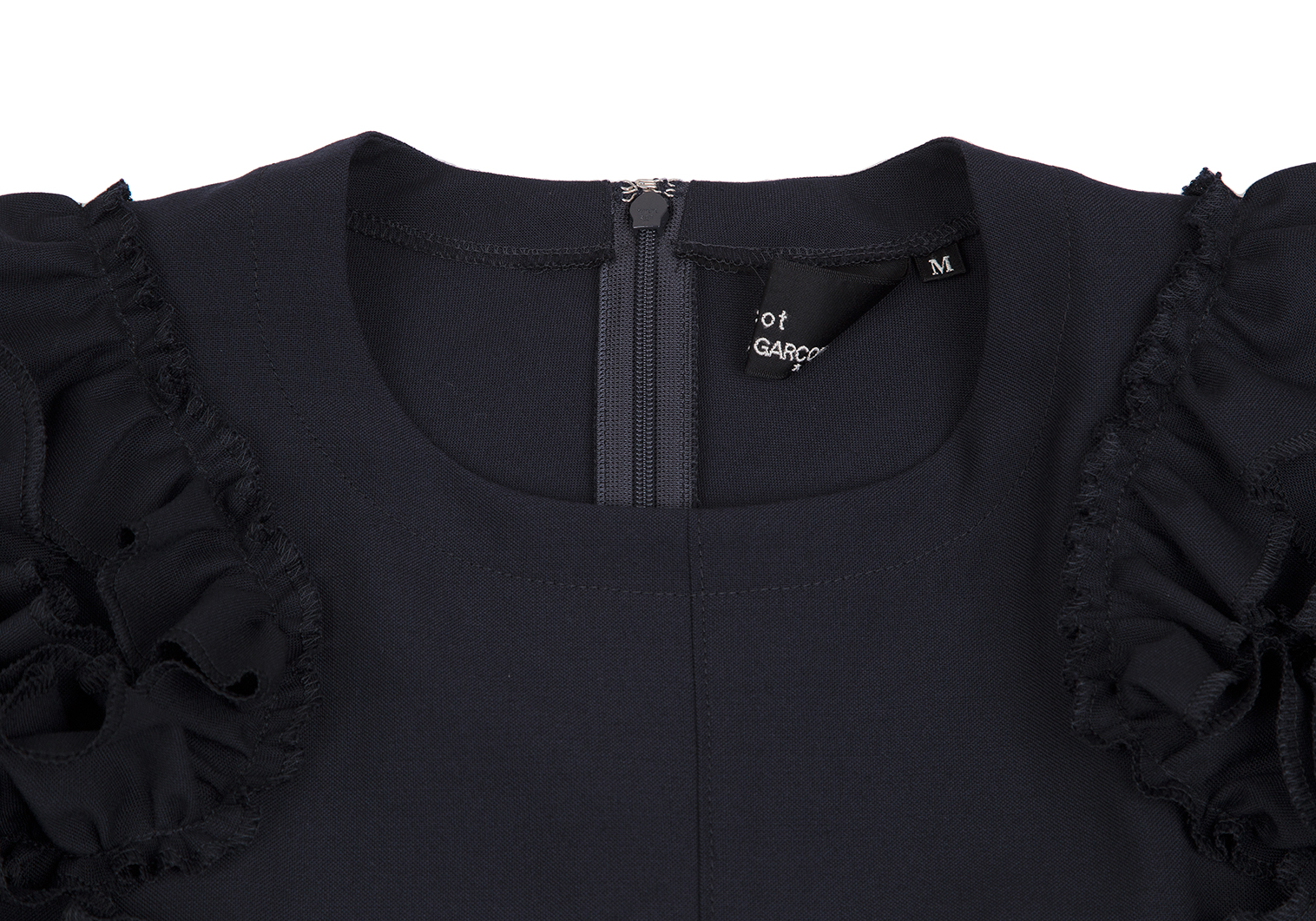 AD2016 トリココムデギャルソン フリル装飾裾花刺繍ワンピース