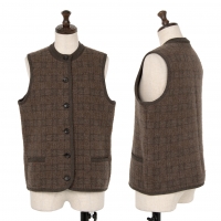  Mademoiselle NON NON Check Wool Knit Vest (Waistcoat) Brown 38M