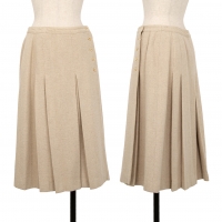  Mademoiselle NON NON Wool Pleated Skirt Beige 40L