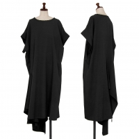  Yohji Yamamoto NOIR Wool Gabarre Asymmetric Switching Dress Black 1