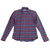 Vivienne Westwood MAN Orb One Point Embroidery Check Shirt Navy,Red 44