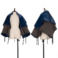  ISSEY MIYAKE Back Acrylic Fur Cord Design Jacket Grey,Blue M