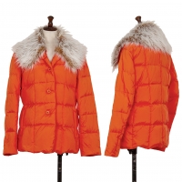  ISSEY MIYAKE Faux Fur Collar Detachable Down Jacket Orange 2