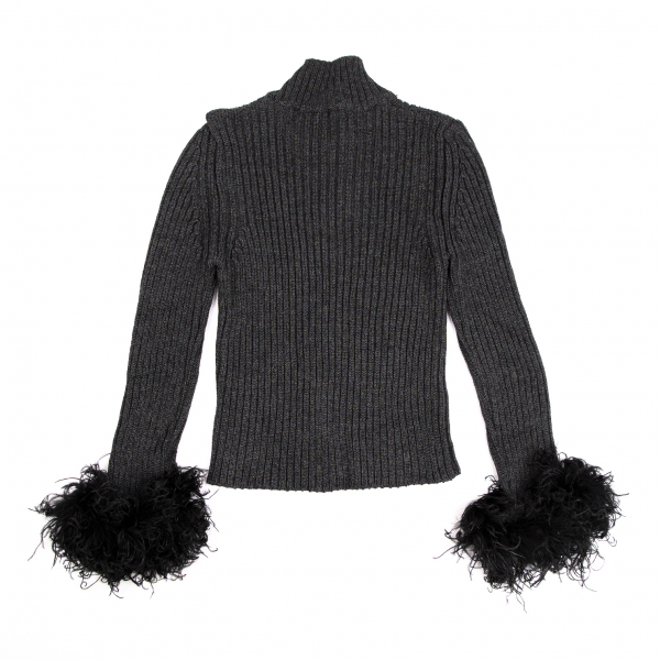 VALENTINO LES TRICOTS Sleeve Fur Decoration Knit Sweater (Jumper