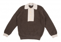  EMPORIO ARMANI Bicolor Collar Pullover Knit Sweater (Jumper) Brown 48
