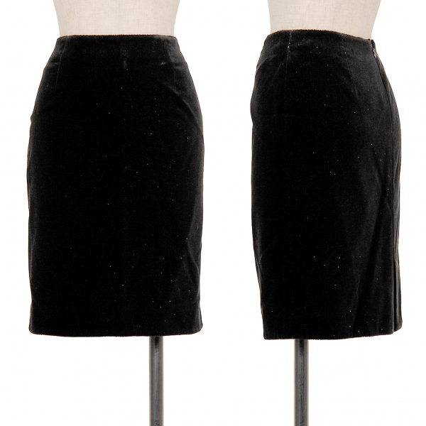 マドモアゼルディオールMademoiselle Dior グリッターベロア台形スカート 黒M