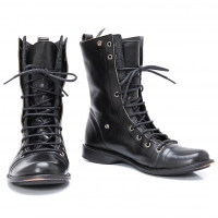  Y's Layered Leather Boots Black 4 (US About 6.5)